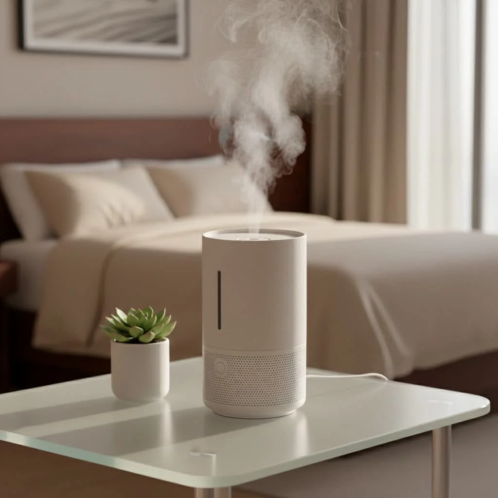 Dyson humidifier purifying and humidifying a modern living room