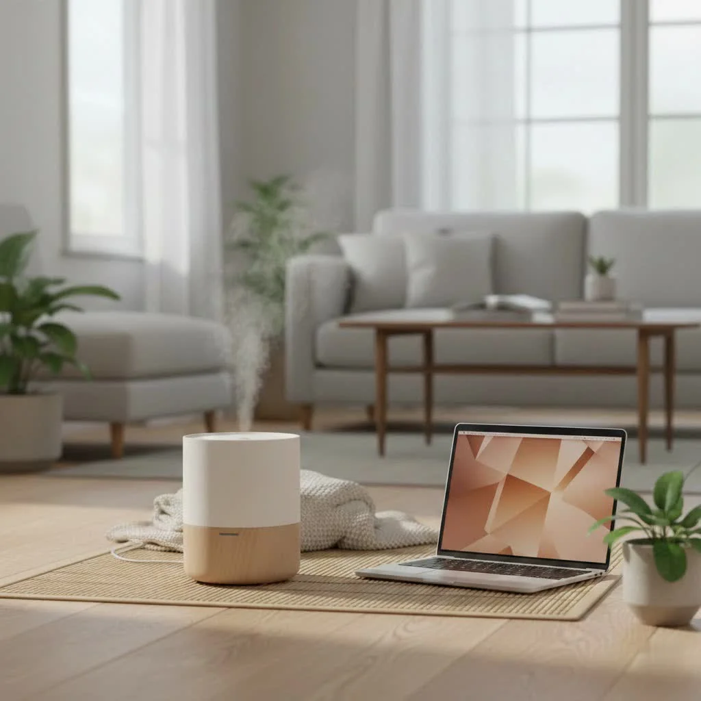 Crane humidifier in a modern living room