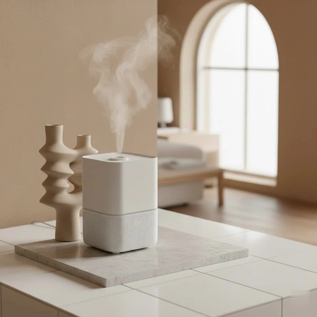 Humidifier releasing mist into a dry room