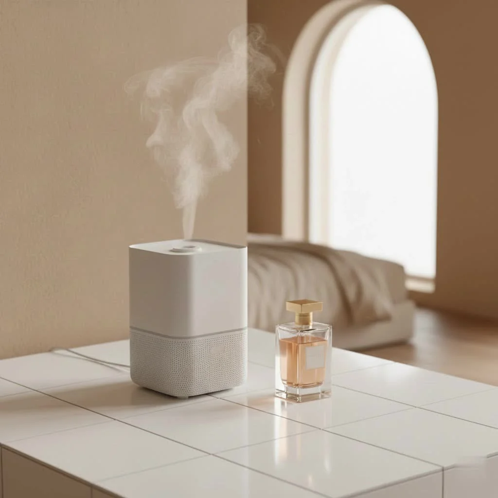 Room humidifier adding moisture to a dry indoor environment